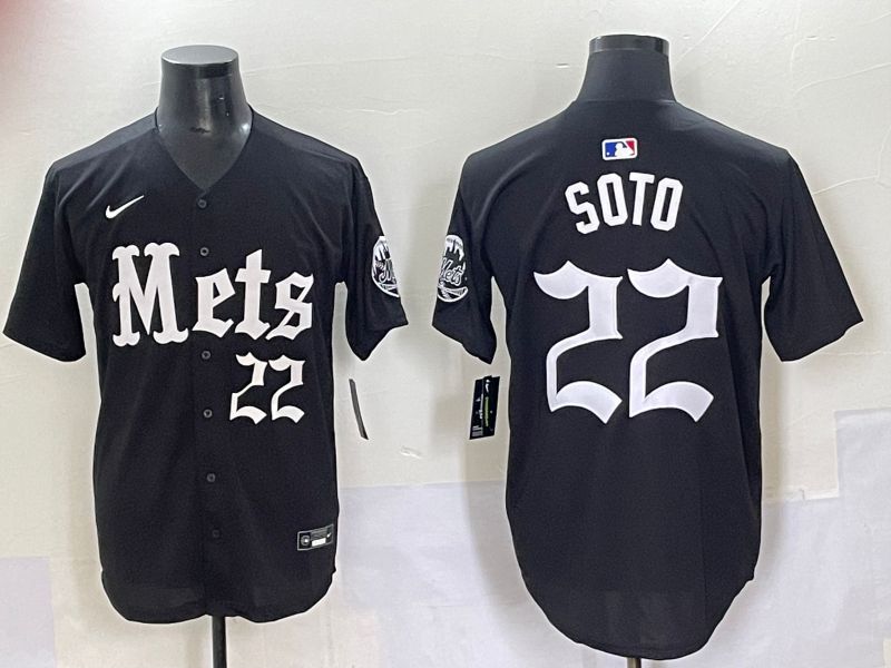 Men 2025 New York Mets #22 Soto Black Five generations Joint Name Nike MLB Jersey style 8
